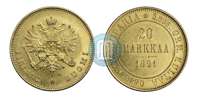 Picture 20 markkaa 1891 year L 