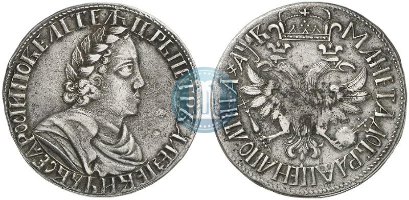 Фото Полтина 1702 года  "Без лент у венка"