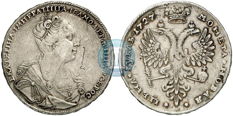 Picture 1 rouble 1727 year  "Moscow type, portrait turned to the right"