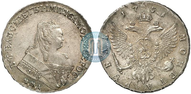 Фото 1 рубль 1751 года ММД 