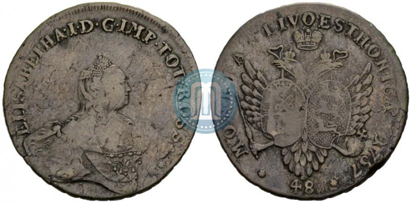 Picture 48 kopecks 1757 year  "For Livonia"