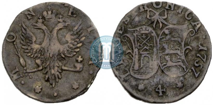 Фото 4 копейки 1757 года  "Ливонез"