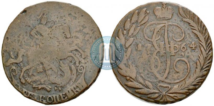 Фото 2 копейки 1764 года ММ 