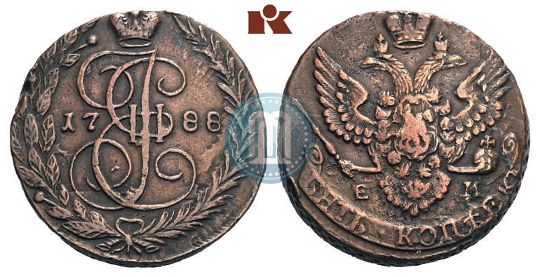 Picture 5 kopecks 1788 year ЕМ 