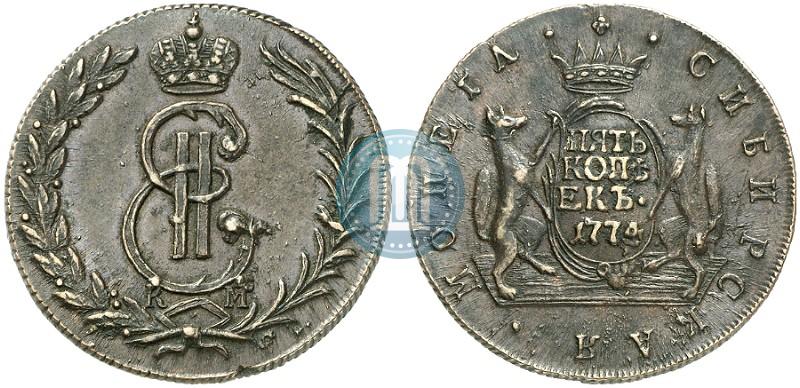 Фото 5 копеек 1774 года КМ 