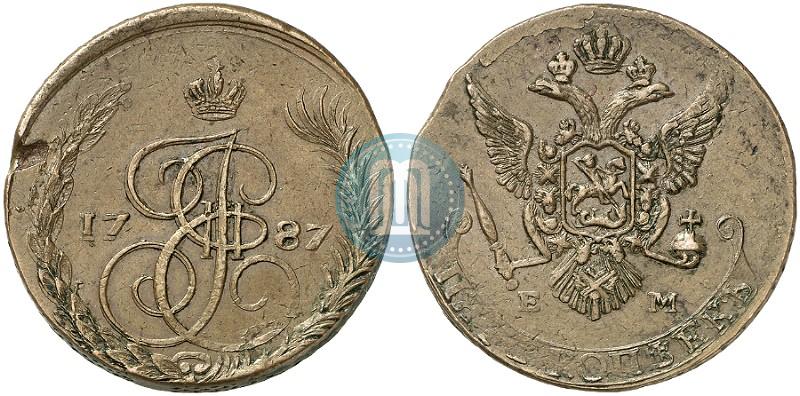 Picture 5 kopecks 1787 year ЕМ 