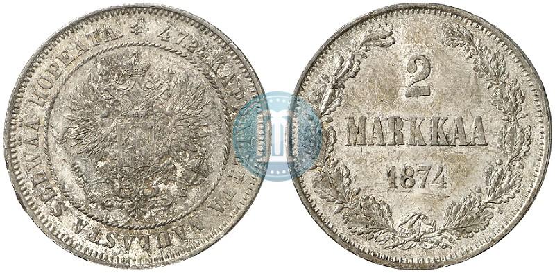 Picture 2 markkaa 1874 year S 