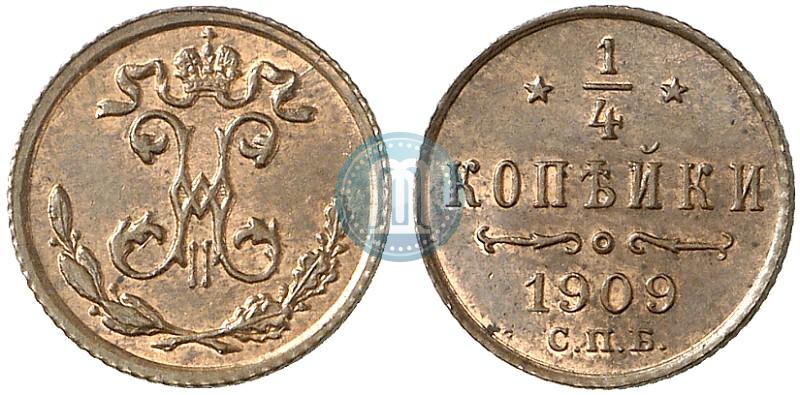 Picture 1/4 kopeck 1909 year СПБ 