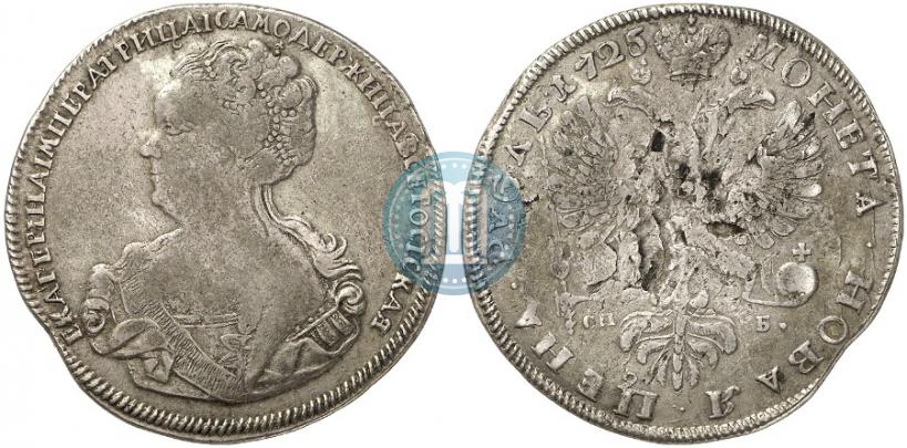 Picture 1 rouble 1725 year СПБ "Petersburg type, portrait turned to the left"