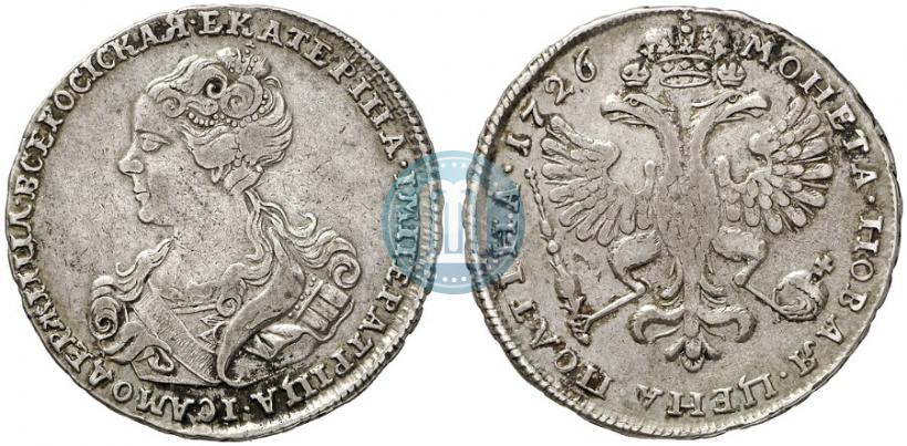 Фото Полтина 1726 года  "Московский тип, портрет влево"