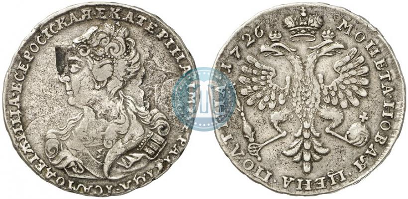 Фото Полтина 1726 года  "Московский тип, портрет влево"