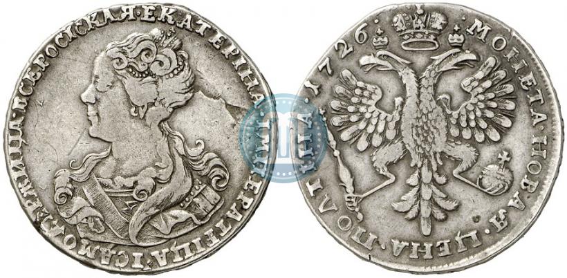 Picture Poltina 1726 year  "Moscow type, portrait turned to the left"