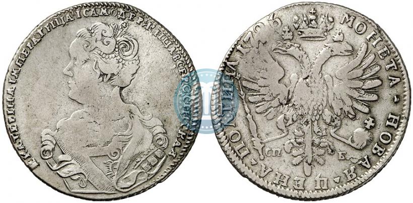 Picture Poltina 1726 year СПБ "Petersburg type, portrait turned to the left"