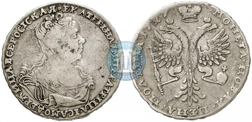 Picture Poltina 1727 year  "Moscow type, portrait turned to the right"