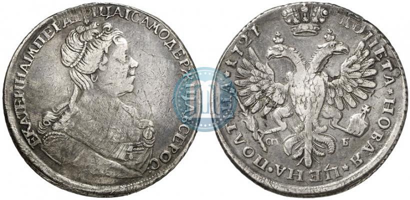 Picture Poltina 1727 year СПБ "Petersburg type, portrait turned to the right"