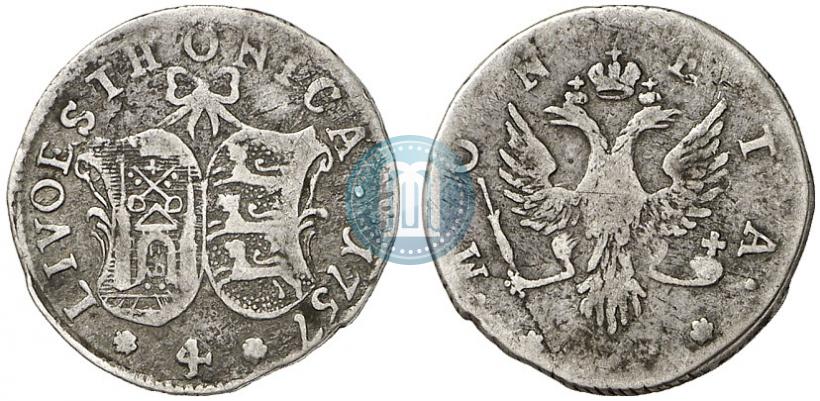Фото 4 копейки 1757 года  "Ливонез"