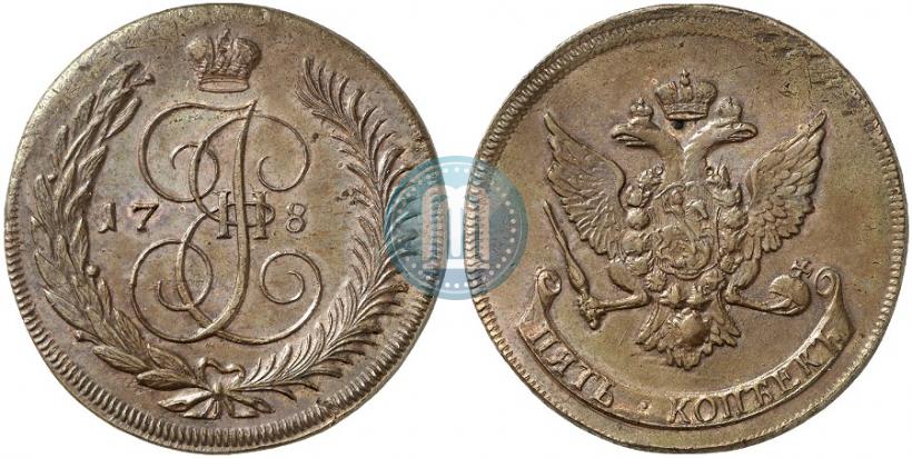 Picture 5 kopecks 1780 year  "Pattern"