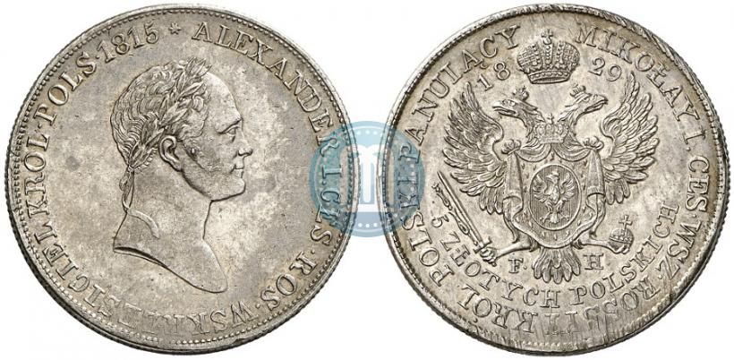 Picture 5 złotych 1829 year FH 