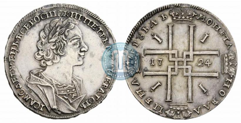 Фото 1 рубль 1724 года  "Портрет в античных доспехах"