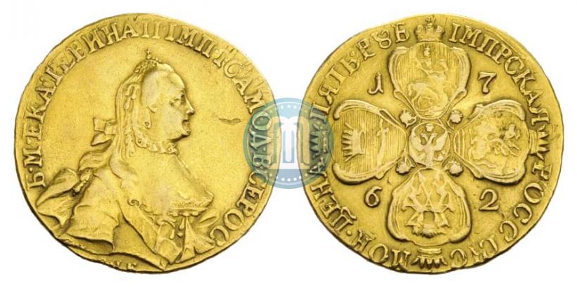Фото 5 рублей 1762 года СПБ 