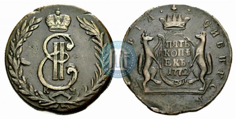 Picture 5 kopecks 1772 year КМ 