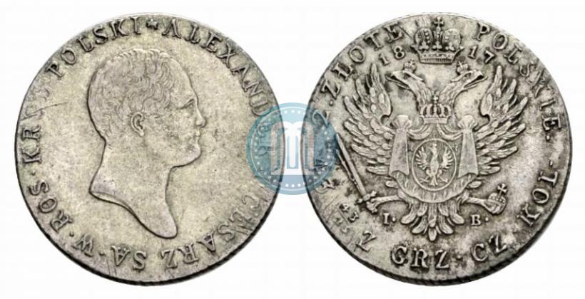 Фото 2 злотых 1817 года IB 