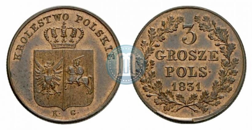 Picture 3 grosze 1831 year KG "Polish uprising"