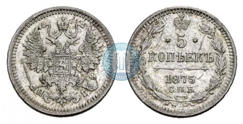 Picture 5 kopecks 1875 year СПБ-HI 