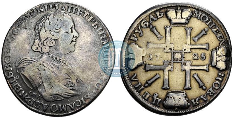 Picture 1 rouble 1725 year СПБ "Sun rouble, portrait in armour"