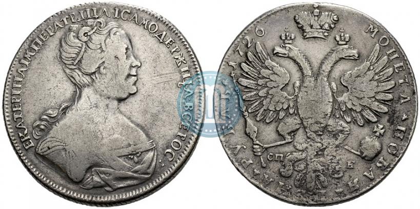 Picture 1 rouble 1726 year СПБ "Petersburg type, portrait turned to the right"