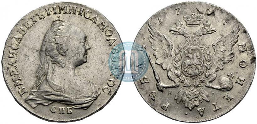 Picture 1 rouble 1757 year СПБ-ЯI "Portrait by J. Dassier"
