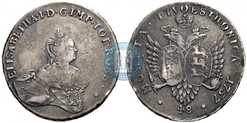 Picture 48 kopecks 1757 year  "For Livonia"