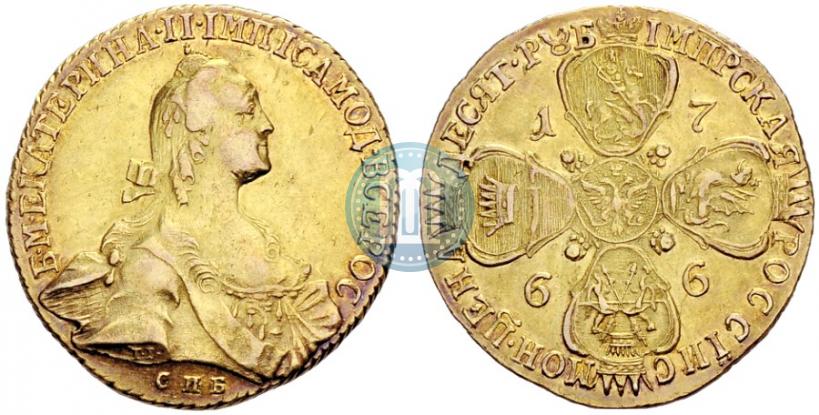 Picture 10 roubles 1766 year СПБ 