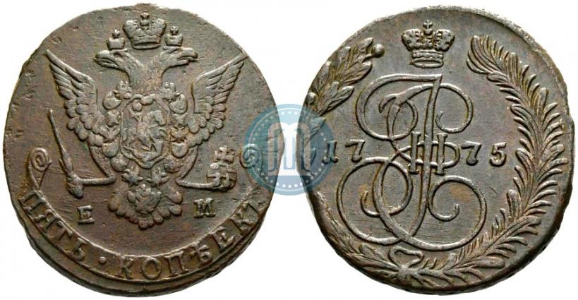 Picture 5 kopecks 1775 year ЕМ 