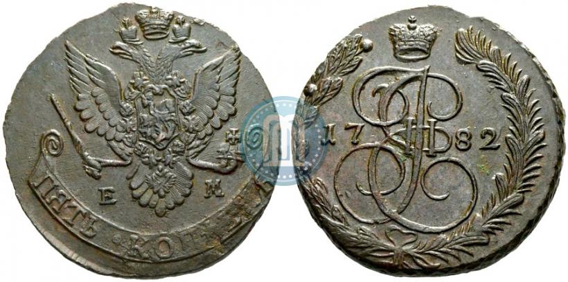 Picture 5 kopecks 1782 year ЕМ 