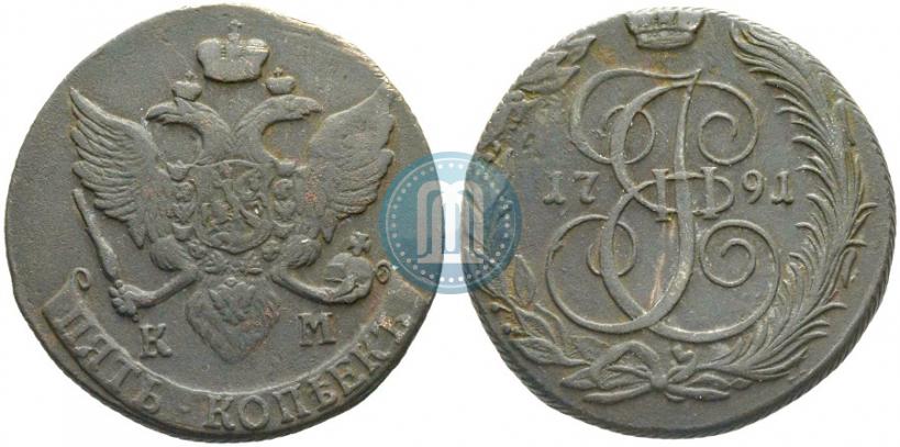 Picture 5 kopecks 1791 year КМ 