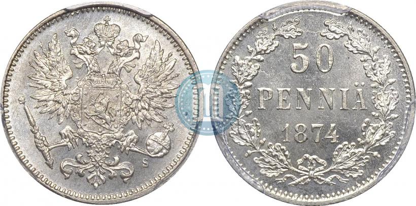 Фото 50 пенни 1874 года S 