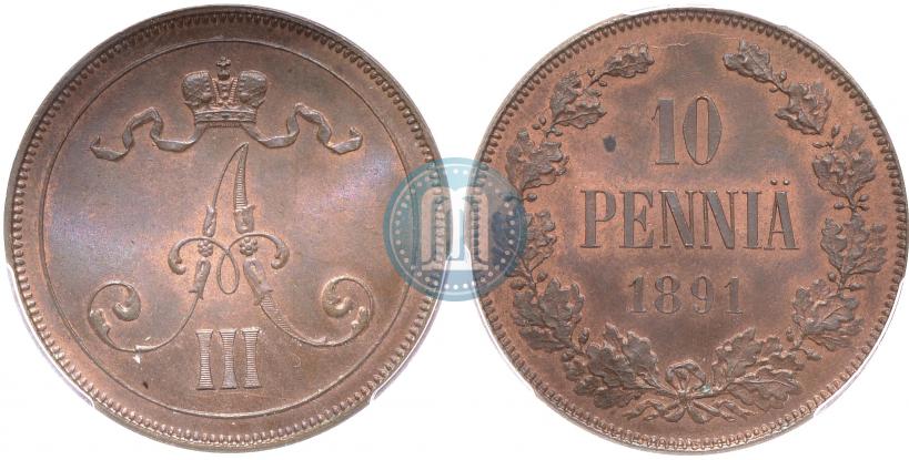 Picture 10 pennia 1891 year  