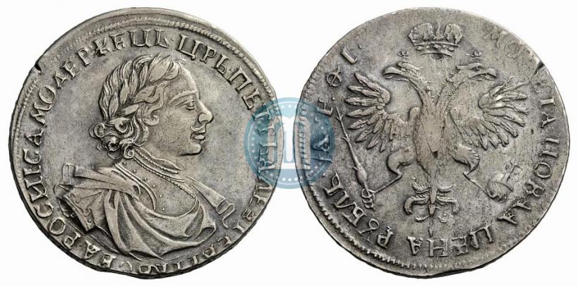 Фото 1 рубль 1719 года OK "Портрет в латах"