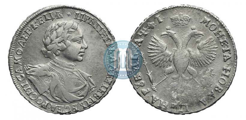 Фото 1 рубль 1719 года OK "Портрет в латах"