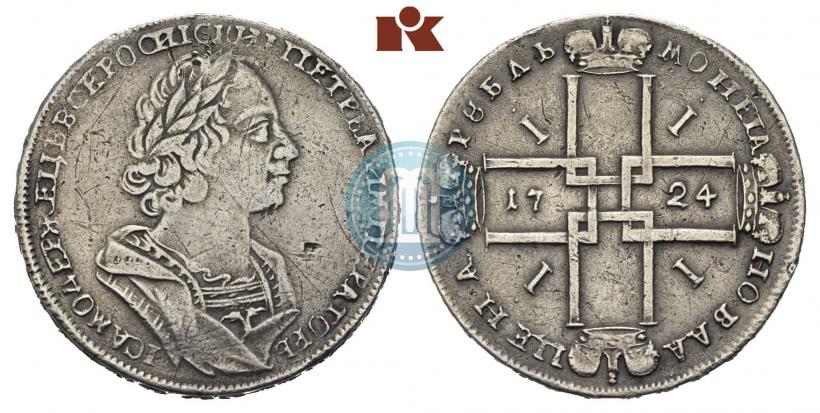 Фото 1 рубль 1724 года  "Портрет в античных доспехах"