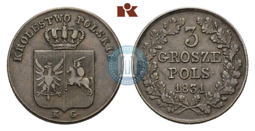 Picture 3 grosze 1831 year KG "Polish uprising"