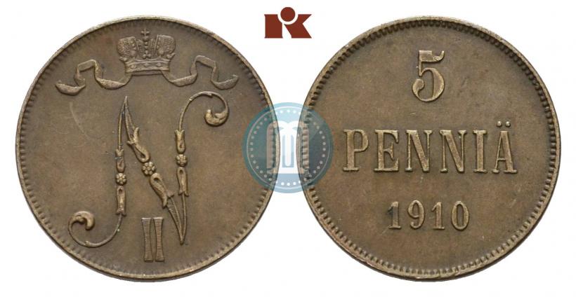 Picture 5 pennia 1910 year  