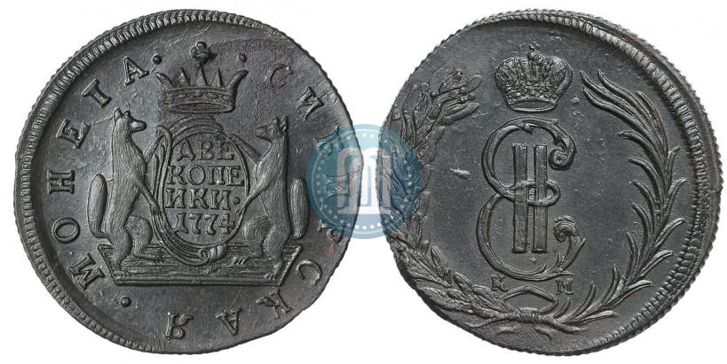 Фото 2 копейки 1774 года КМ 