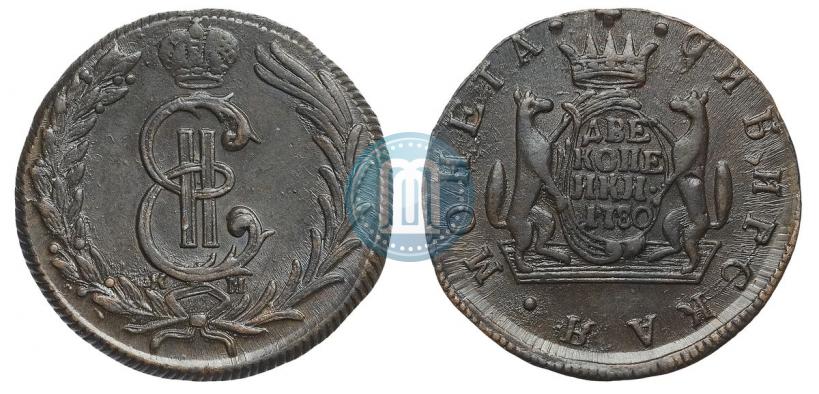 Фото 2 копейки 1780 года КМ 