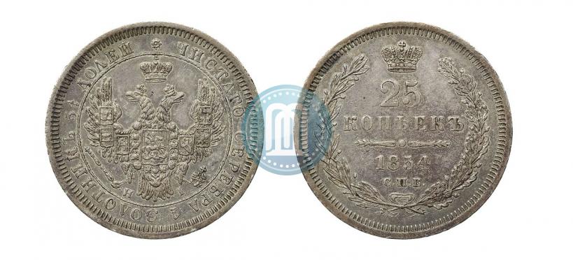 Picture 25 kopecks 1854 year СПБ-HI 