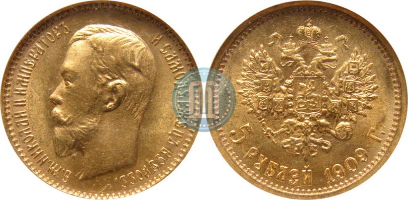 Picture 5 roubles 1909 year (ЭБ) 