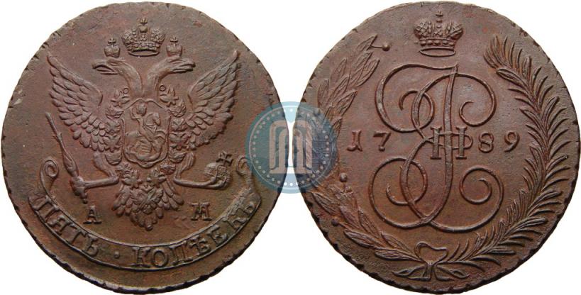 Фото 5 копеек 1789 года АМ 