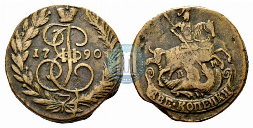 Picture 2 kopecks 1790 year ЕМ 