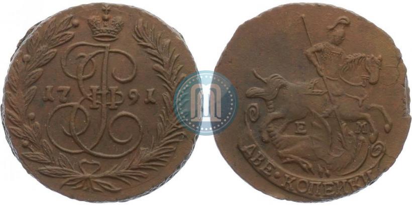 Picture 2 kopecks 1791 year ЕМ 